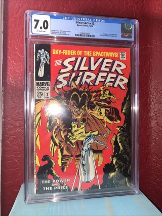 Silver Surfer 3 - Cgc 7.  0 - 1st Appearance Mephisto - Stan Lee 1968 -