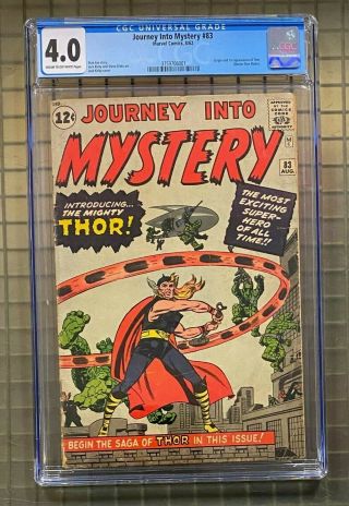 Journey Into Mystery 83 Marvel Comics 1962 Cgc 4.  0 Thor 1st Appearance