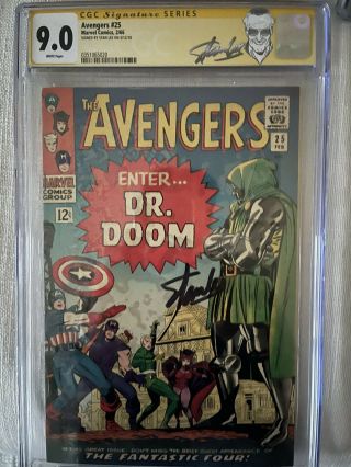 The Avengers 25 Cgc 9.  0 Ss Stan Lee Fantastic Four And Doctor Doom White Pages