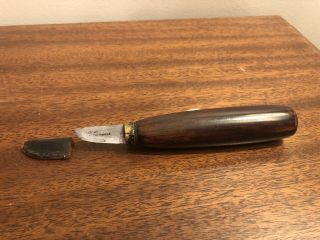Antique 1800’s Skew Knife Wood Carving Tool Marked By The People W/ Sheath Rare