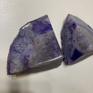 A Big Deep Purple Quartz Crystal Geode Bookends