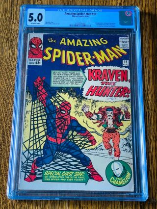 Hot Book Spider - Man 15 Cgc 5.  0 Kraven First Appearance Marvel Key