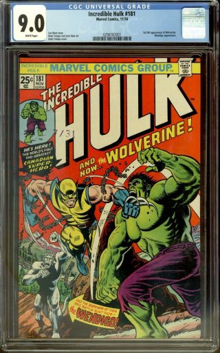 Incredible Hulk 181 Cgc 9.  0 - 1st Wolverine
