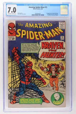 Spider - Man 15 - Marvel 1964 - Cgc 7.  0 - 1st App Kraven The Hunter