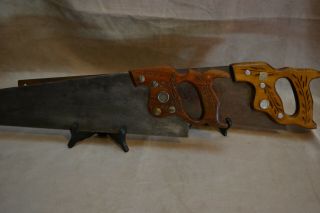 Set Of Two Vintage Disston Wood Handled Saws One Is A D - 12 Unknown Other