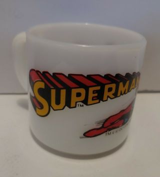 Vintage Superman Federal Milk Glass Coffee Mug 1971 Dc Comics Conditio