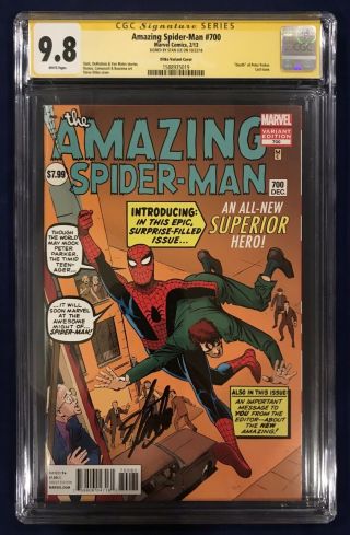 Spider - Man 700 Steve Ditko Variant 1:200 Cgc Ss 9.  8 Signed By Stan Lee