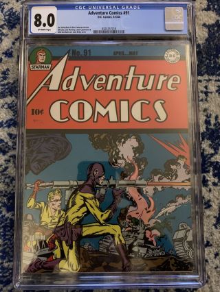 Adventure Comics 91 - Cgc 8.  0 - Ow Pages