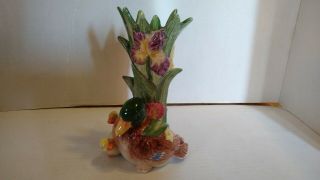 Vintage Fitz And Floyd Classics Duck & Ducklings Iris Bud Vase