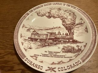 10.  25 Inch Vernon Kilns Plate,  Durango Colorado,  Emma Sweeny Railroad Train