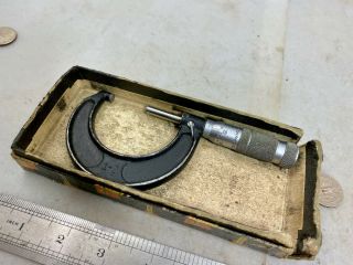Vintage Brown & Sharpe 1 - 2 " Micrometer,  Tenths,  Carbide,  Lock,  Ratchet