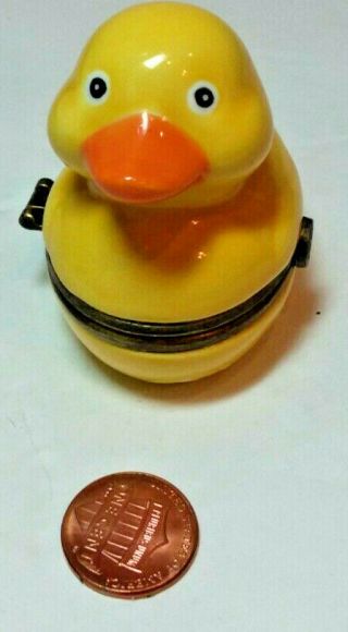 Dept 56 Yellow “rubber Ducky” Duck Porecelain Hinged Trinket Box Rare Vtg Dv7