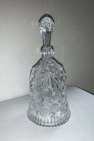 Vintage Handcut Lead Crystal Glass Dinner Bell With Etched Flower (german)