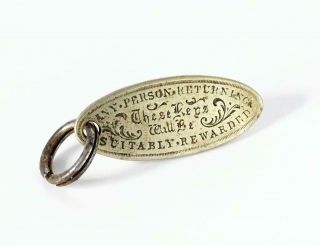 Antique Victorian If Found Return For Reward Key Fob Keyring Lock Accessory