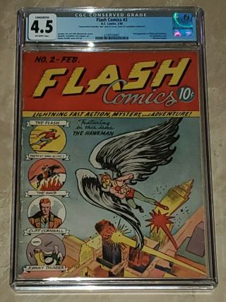 Flash Comics 2 Cgc 4.  5 2/40 Second Appearance Of Flash Hawkman 1st Hawkman Cover