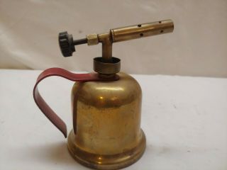 Antique Small Brass Gasoline Blow Torch Vintage Solder 2