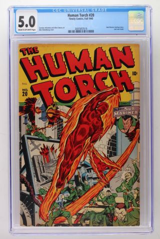 Human Torch 20 - Timely 1945 Cgc 5.  0 Sub - Mariner Backup Story.  Last War Issue.