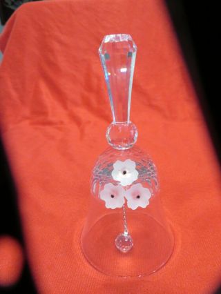 Retired Vintage Swarovski Silver Crystal " Large Dinner Table Bell " W/flowers