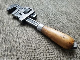 Vintage Tobrin 10 Pipe Wrench Wood Handle