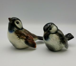 Vintage Goebel 2 Sparrow Chickadee Bird Figurine Cv 72,  Cv 74 W Germany 1