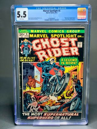 Marvel Spotlight 5 1st Appearance Ghost Rider Johnny Blaze Cgc 5.  5 White Pages