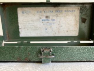 Vintage Green Metal Box Tool Case Home Decor Display Storage 9 X 3 - 1/2 Inches