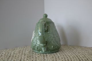 EUC Vintage Small Bisque Ceramic Teapot Victorian Women Cameo Teapot With Lid 2