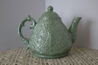 EUC Vintage Small Bisque Ceramic Teapot Victorian Women Cameo Teapot With Lid 3