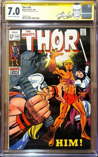 Thor 165 Cgc 7.  0 6/69 Ss Stan Lee,  1st App Of Warlock Last 12 Cent Issue