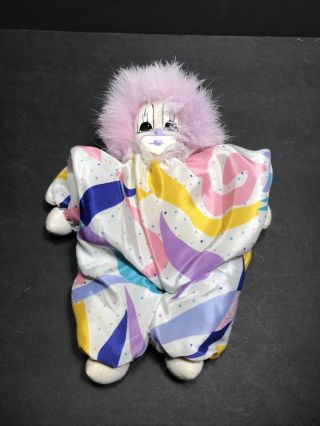 Vintage Q - Tee 1987 Handpainted Clown Sand Doll Thailand 8”
