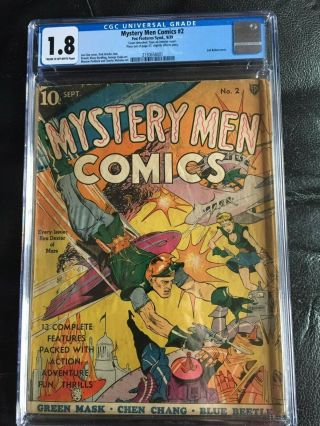 Mystery Men Comics 2 Cgc Gd - 1.  8; Cm - Ow; Classic Lou Fine Robot Cover