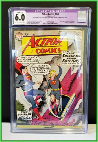 Action Comics 252 Cgc 6.  0 1st Appearance Of Supergirl & Metallo Color Touch