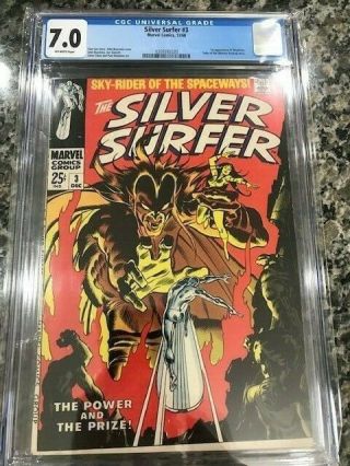 Silver Surfer 3 Cgc 7.  0 (1st App Of Mephisto) (off - White Pages) Key Wow