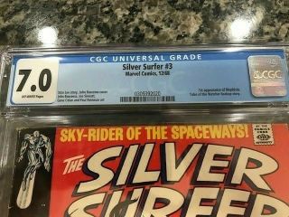 Silver Surfer 3 CGC 7.  0 (1st App of Mephisto) (OFF - WHITE PAGES) KEY WOW 3
