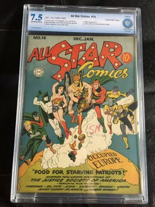 All Star Comics 12 Cbcs Fn - 5.  5; Ow; Wwii Cover Scarce