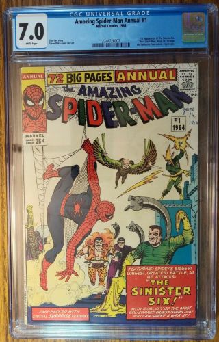 Spider - Man Annual 1,  Cgc 7.  0,  White Pages,  Case