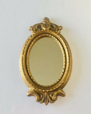 Antique Vintage Decorative Small Oval Wall Mirror Gold Ornate Baroque Style