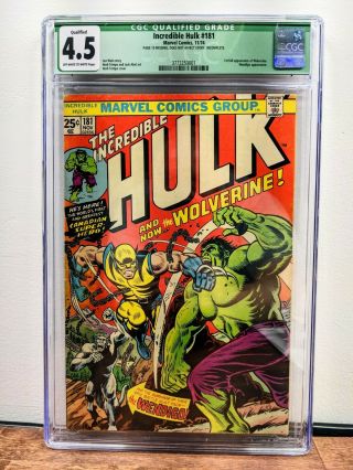 Incredible Hulk 181 Cgc 4.  5 First Wolverine