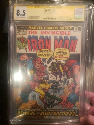 Iron Man 55 Cgc 8.  5 Signe By Jim Starlin 1st Thanos & Drax Mcu Key