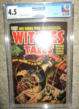 Witches Tales 25 CGC 4.  5 GORY SEVERED HEAD IN BELL 1954 Harvey Nostrand,  Powell 2