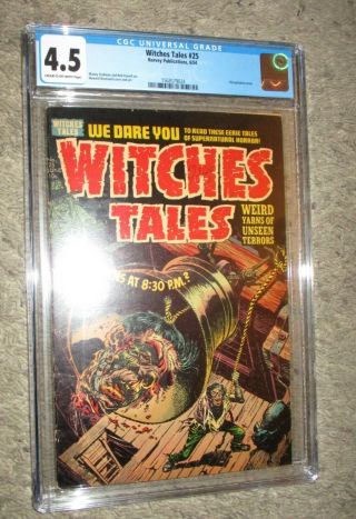 Witches Tales 25 CGC 4.  5 GORY SEVERED HEAD IN BELL 1954 Harvey Nostrand,  Powell 3