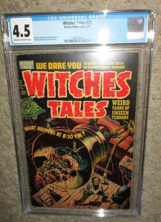 Witches Tales 25 CGC 4.  5 GORY SEVERED HEAD IN BELL 1954 Harvey Nostrand,  Powell 5
