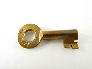 Vintage W.  Bohannan Brooklyn N.  Y.  Hollow Barrel Brass Padlock Key