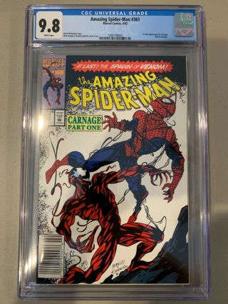 Newsstand Spider - Man 361 Cgc 9.  8 1st Carnage Spiderman - Venom