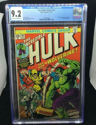 Marvel - Incredible Hulk 181 - 11/74 - 1st App Wolverine - Ow To W Pages Cgc 9.  2