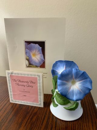 Franklin Heavenly Blue Morning Glory Flower Bell Hand Painted China Gold Tm