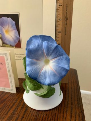 Franklin Heavenly Blue Morning Glory Flower Bell Hand Painted China Gold Tm 2