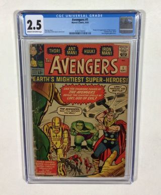 The Avengers 1 Cgc 2.  5 Mega Key (origin & 1st Avengers) 1963 Marvel