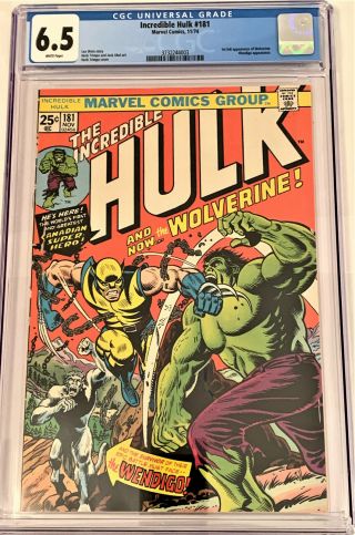 Incredible Hulk 181 11/74 Cgc 6.  5 White Pgs (1st Full Appearance Of Wolverine)