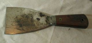 Vintage Wood Handled Paint Scraper Putty Knife 8 " Slanted 3 "
